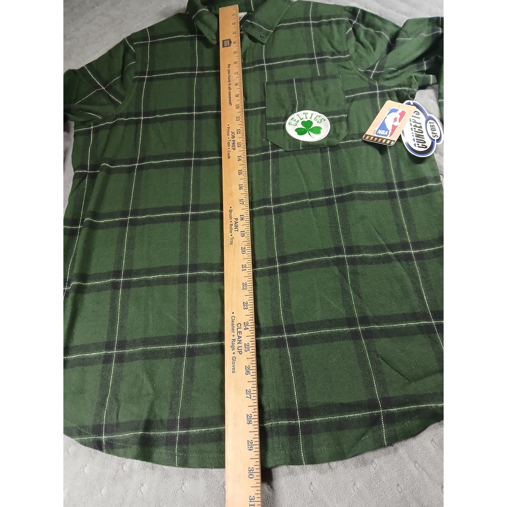 Concepts Sport NBA Boston Celtics Green Plaid Flannel Button Down Shirt New - Picture 3 of 6